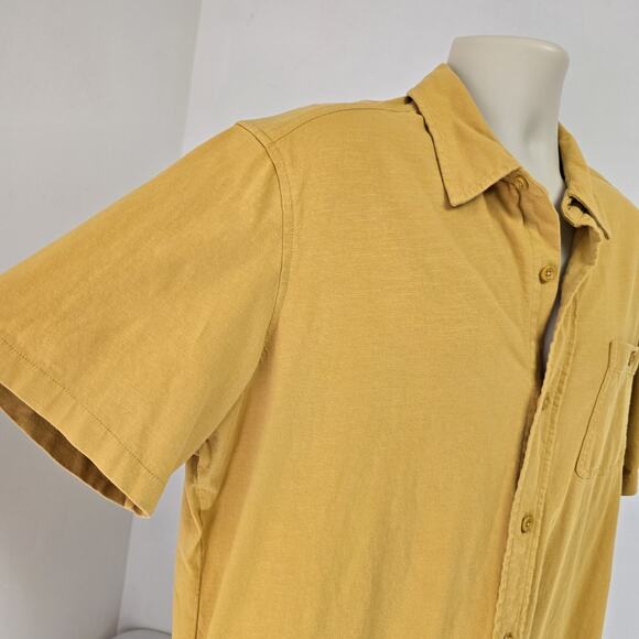 L.L. Bean Shirt Mens XL Reg Mustard Yellow Button Front Organic Cotton Knit - Picture 5 of 9